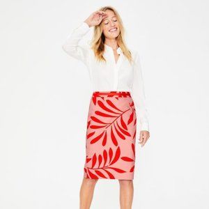 NWT Boden Modern Pencil Skirt, Chalky Pink w/ red, pattern, 16 Long, plus